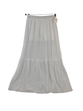 Offline By Aerie Womens White Tiered Mesh Maxi Skirt With Built-In Shorts Size M